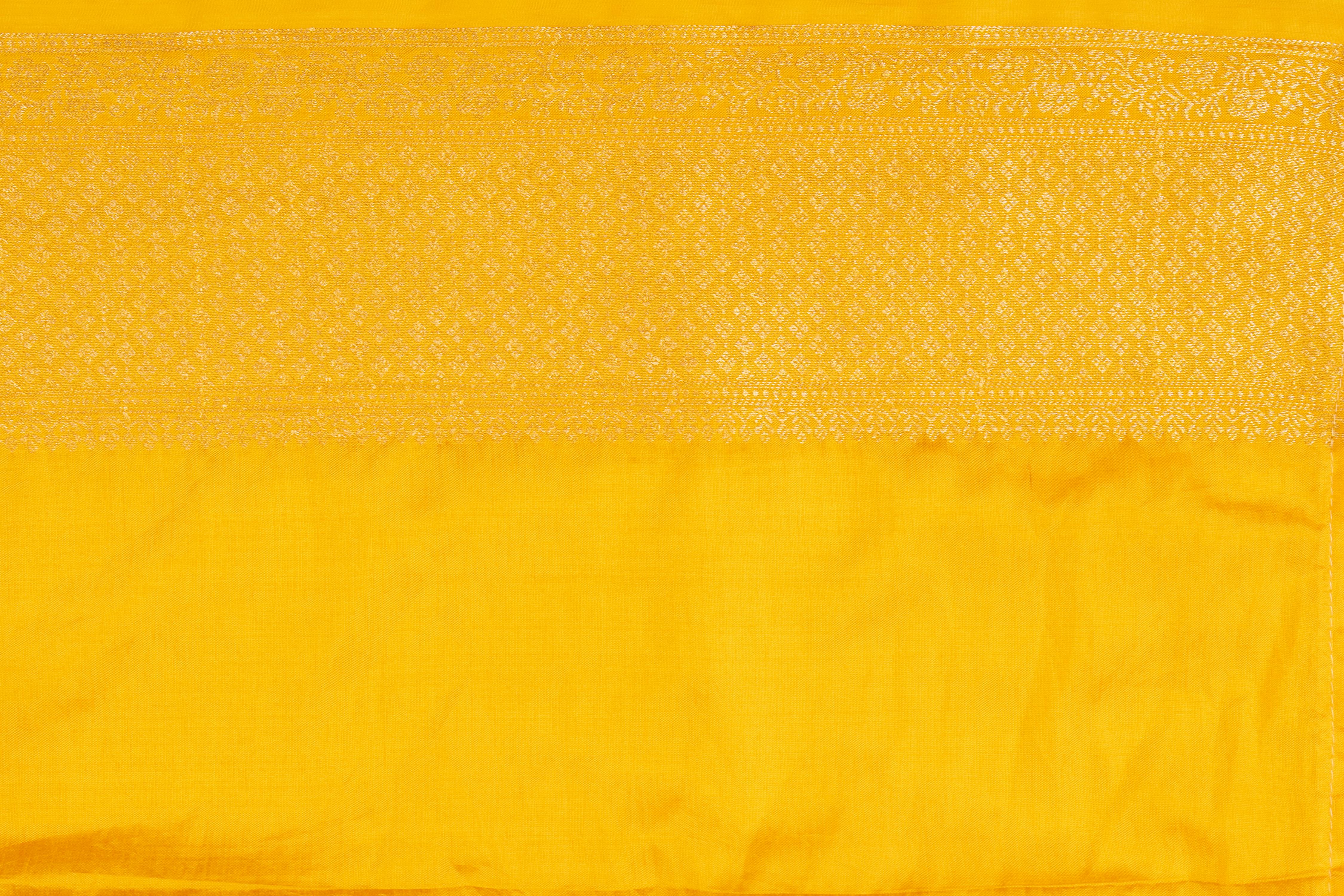 Bright Yellow Pure Silk Banarasi Handloom Saree