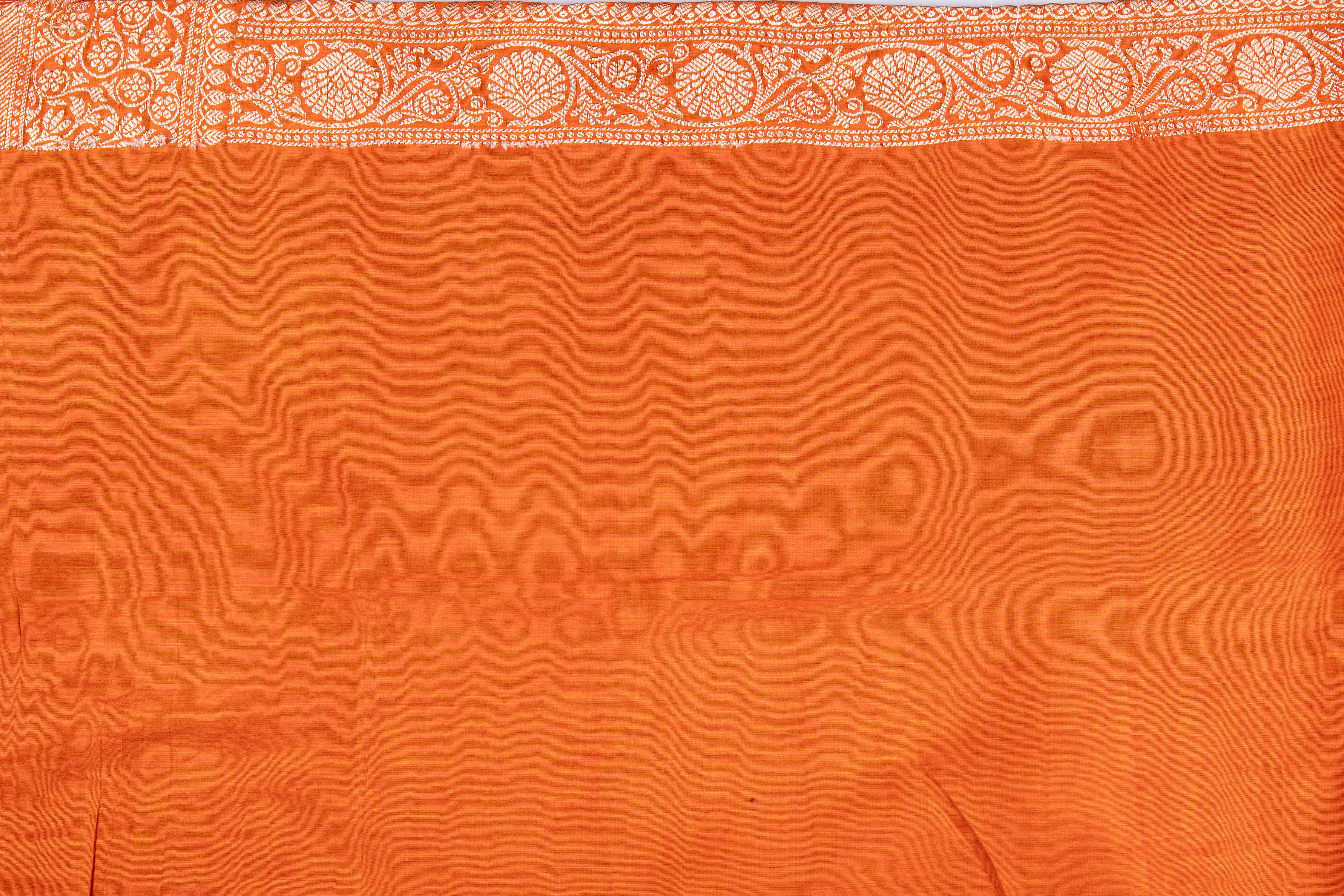 Orange Pure Monga silk Banarasi Handloom Saree