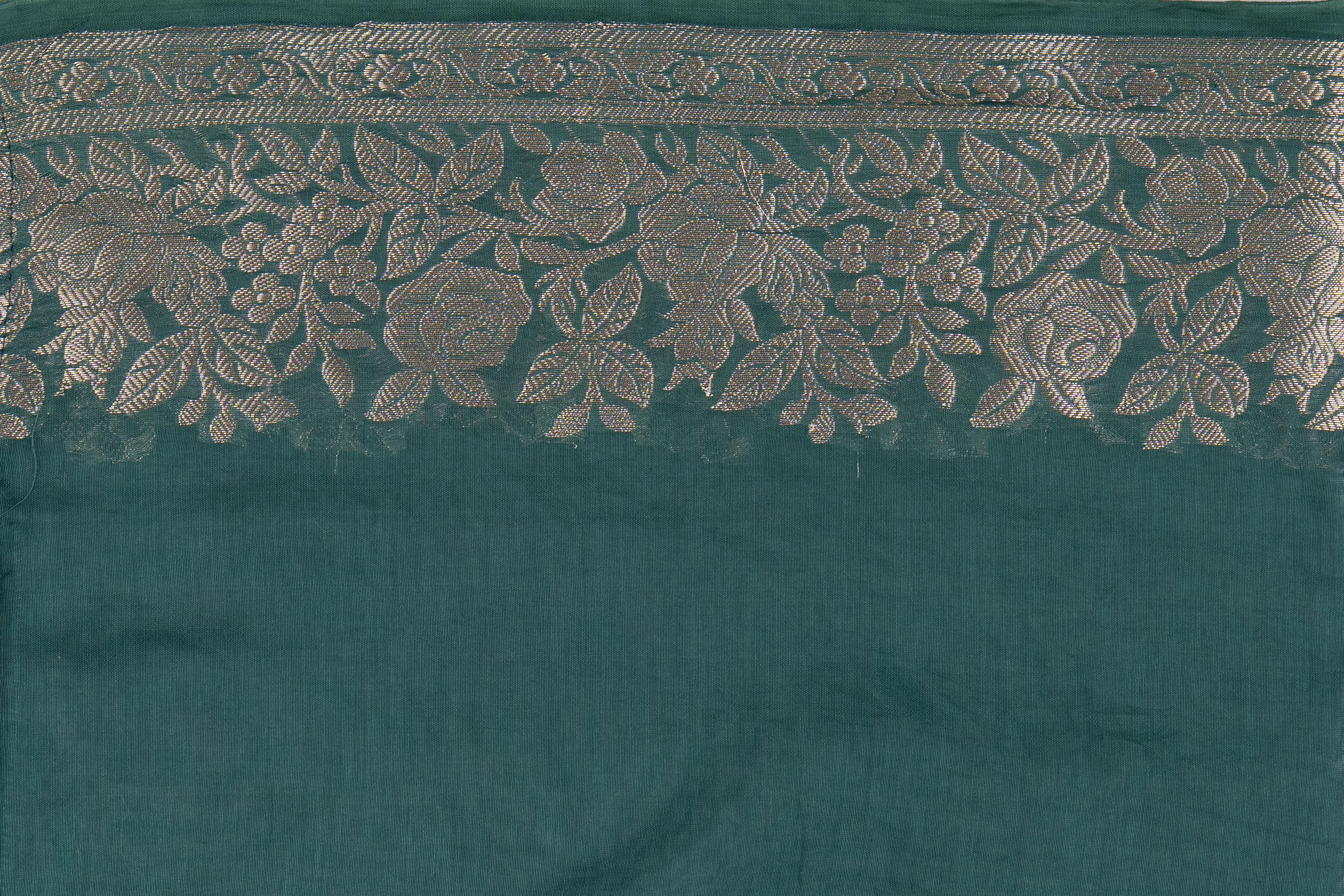 Teal Blue Pure Monga Silk Banarasi Handloom Saree