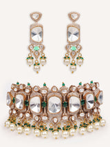 Bold and dramatic polki choker with matching earrings