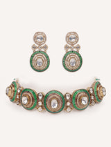 Dramatic and classy two tone moissanite choker with matching earrings
