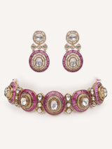 Dramatic and classy two tone moissanite choker with matching earrings