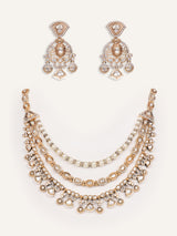 Bold and dramatic 3- line kundan necklace with earrings