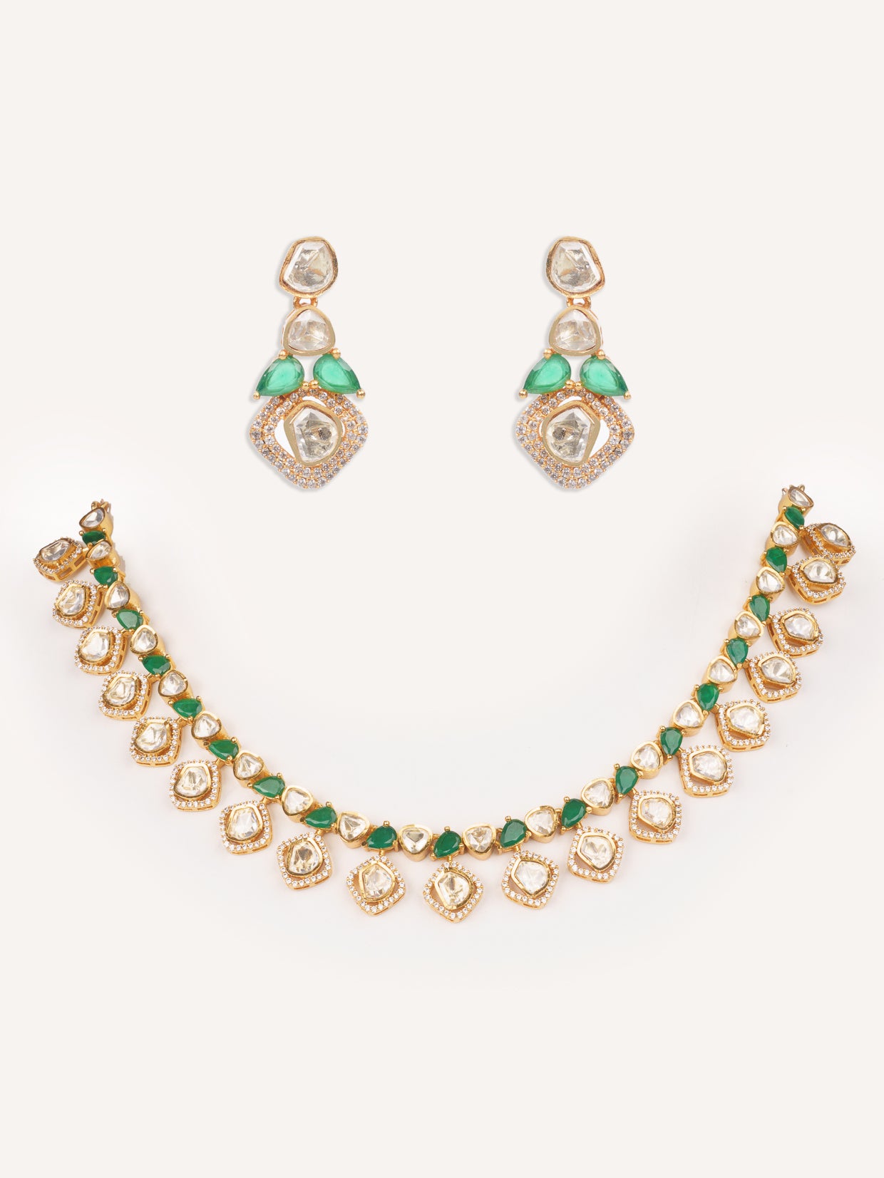 Elegant and classy moissanite necklace set with matching earrings