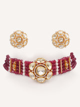 Elegant and classy moissanite red beaded choker