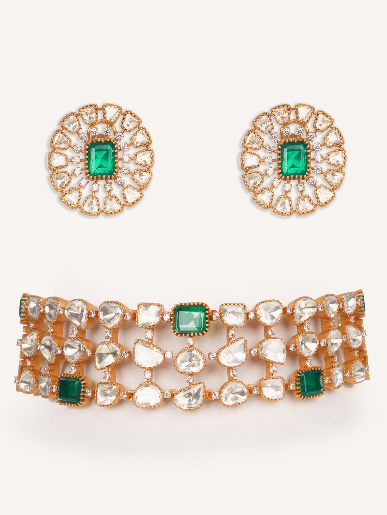 Elegant and stylish moissanite choker with matching earrings