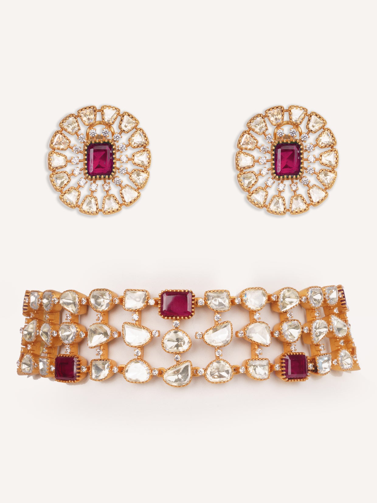 Elegant and stylish moissanite choker with matching earrings