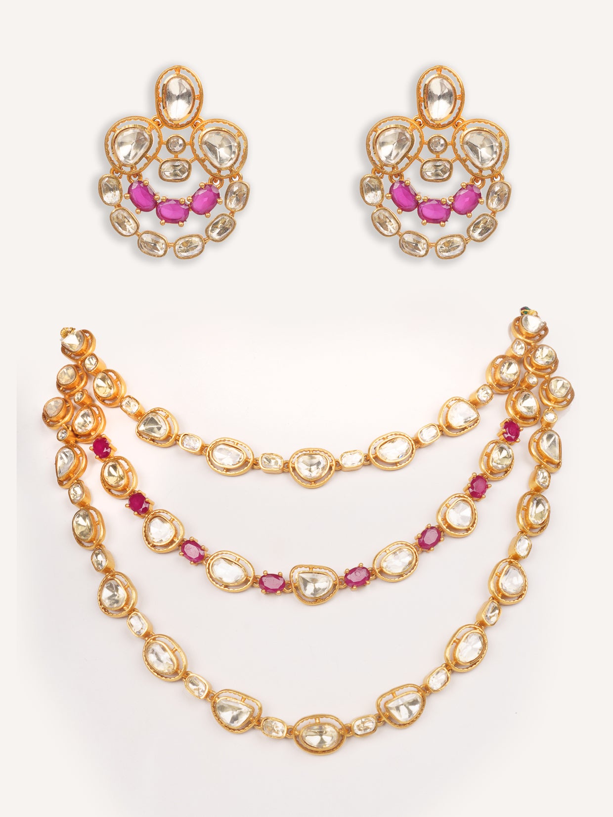 Bold and dramatic moissanite long necklace set with matching earrings