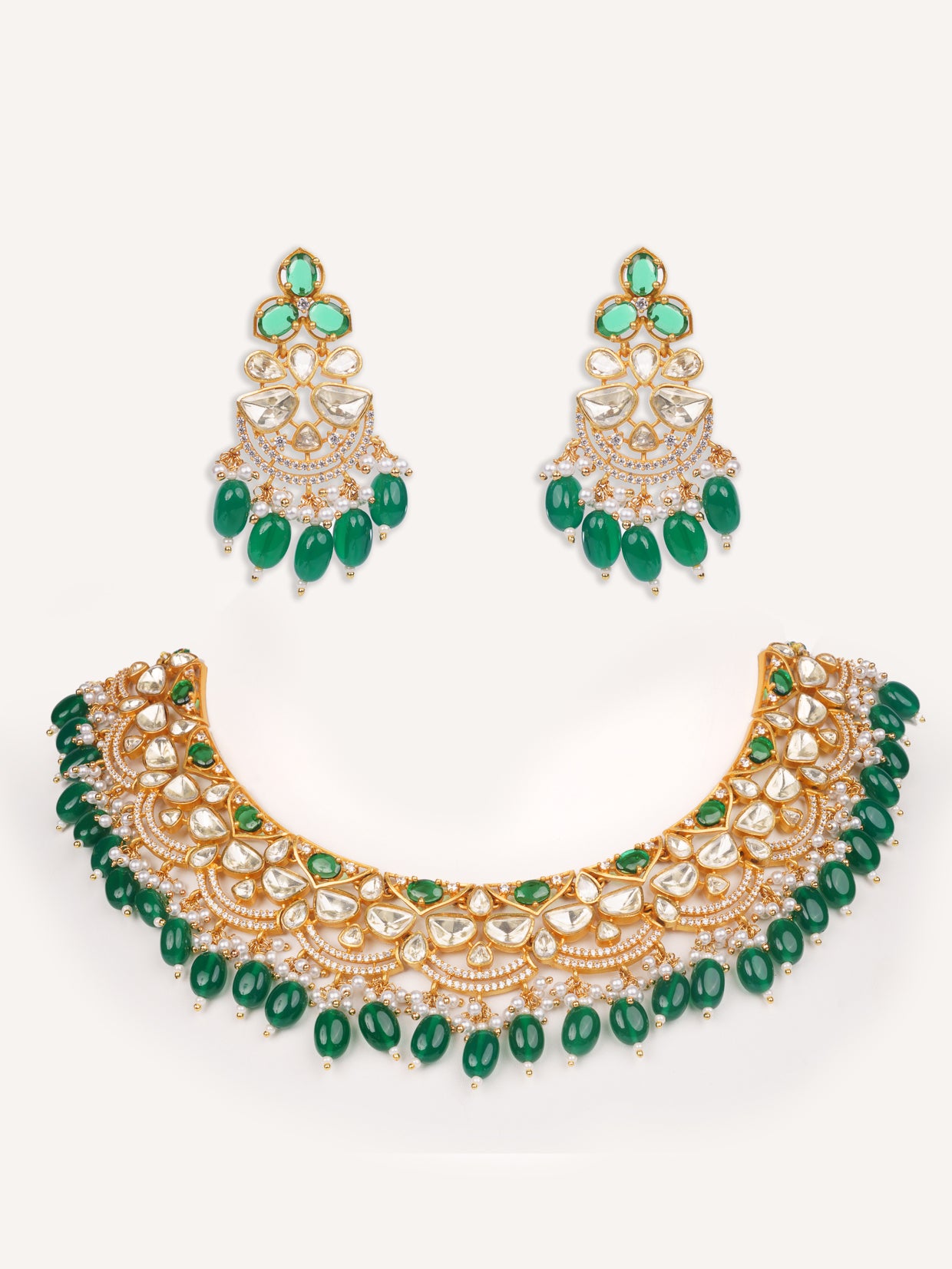 Dramatic and bold moissanite set with jhumkis