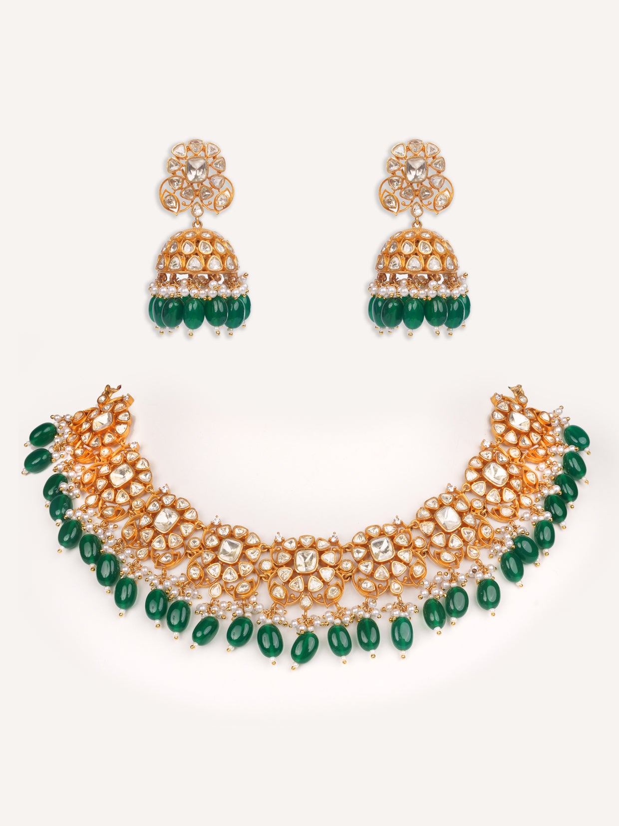 Dramatic and bold moissanite set with jhumkis