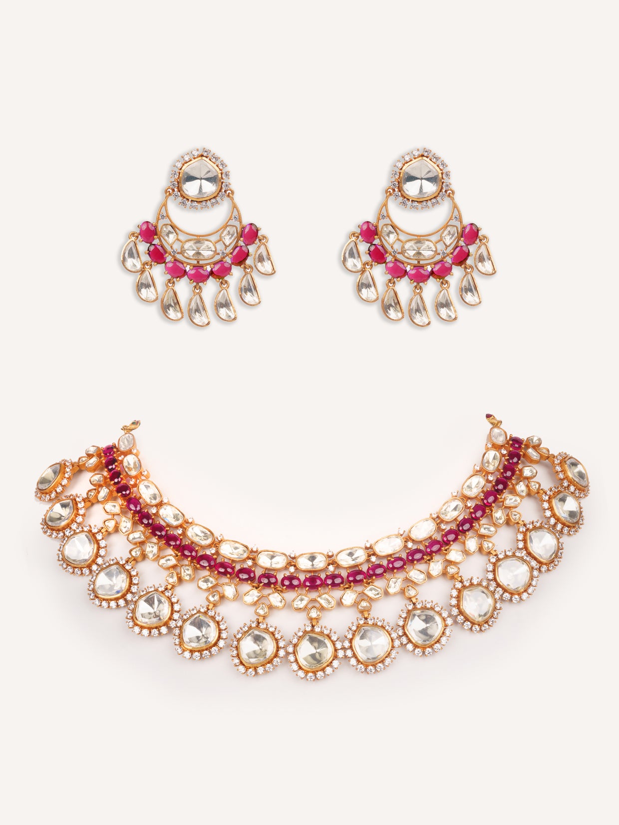 Bold and dramatic moissanite necklace set with earrings
