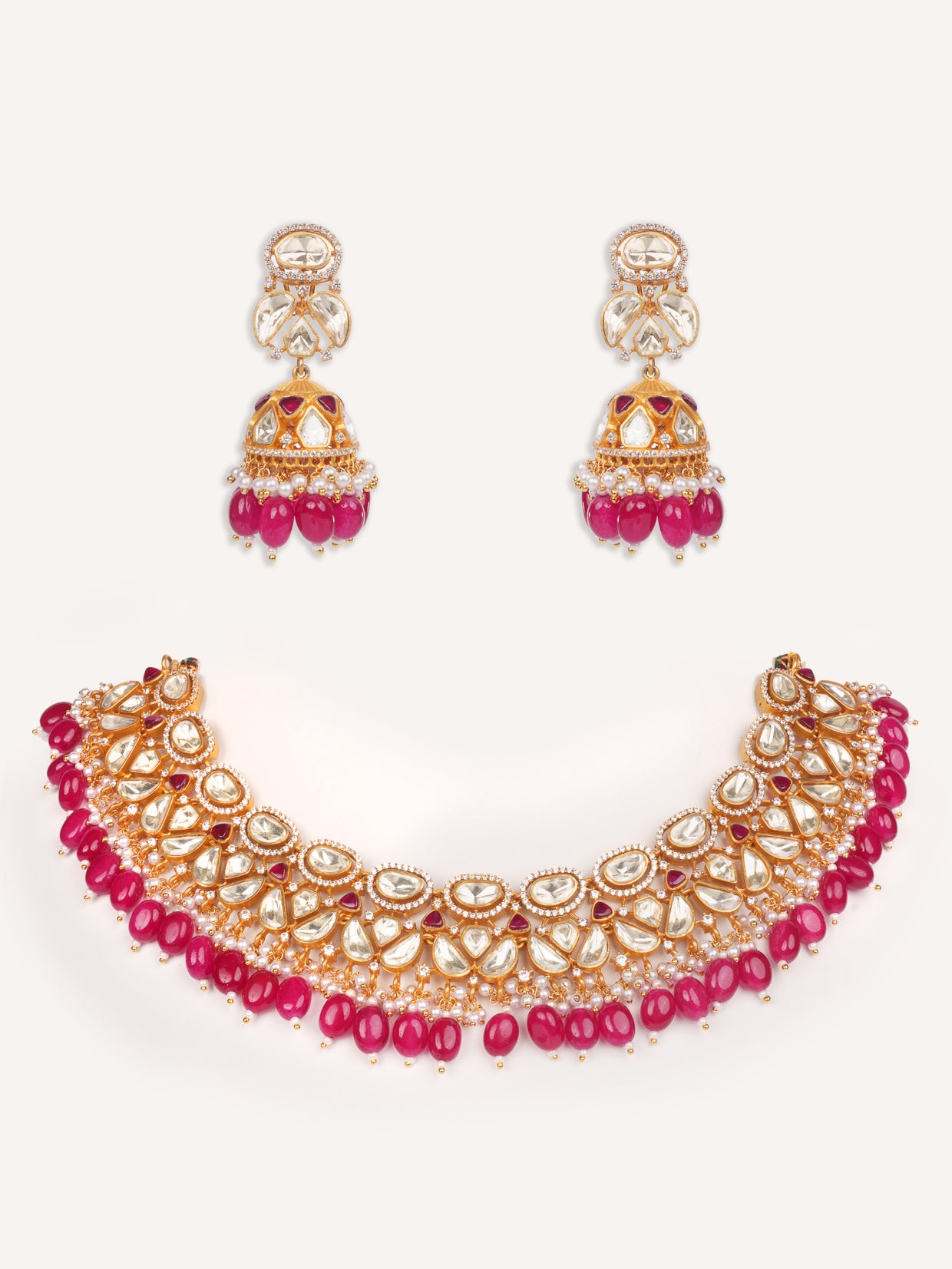 Dramatic and bold moissanite set with jhumkis