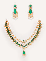 Bold and dramatic moissanite long necklace set with matching earrings