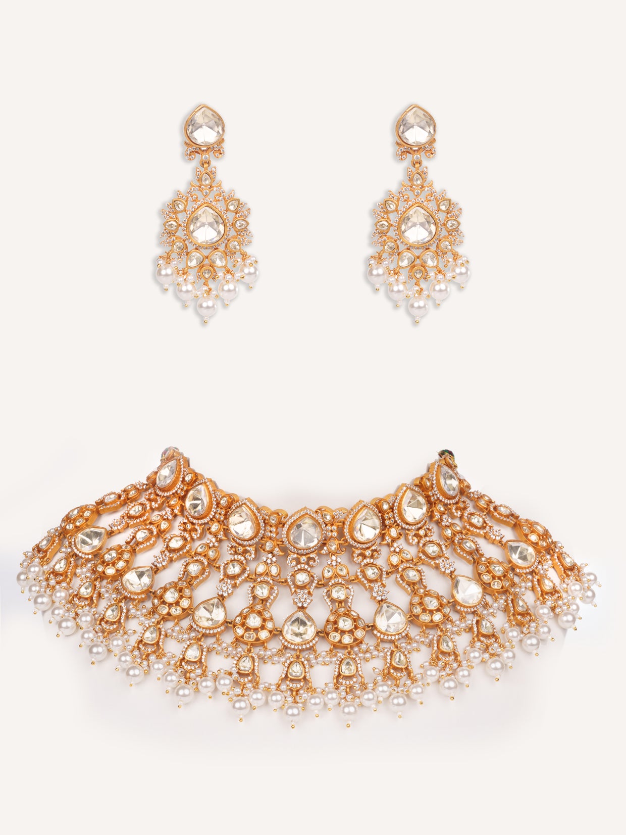 Bold and dramatic moissanite necklace set with matching earrings