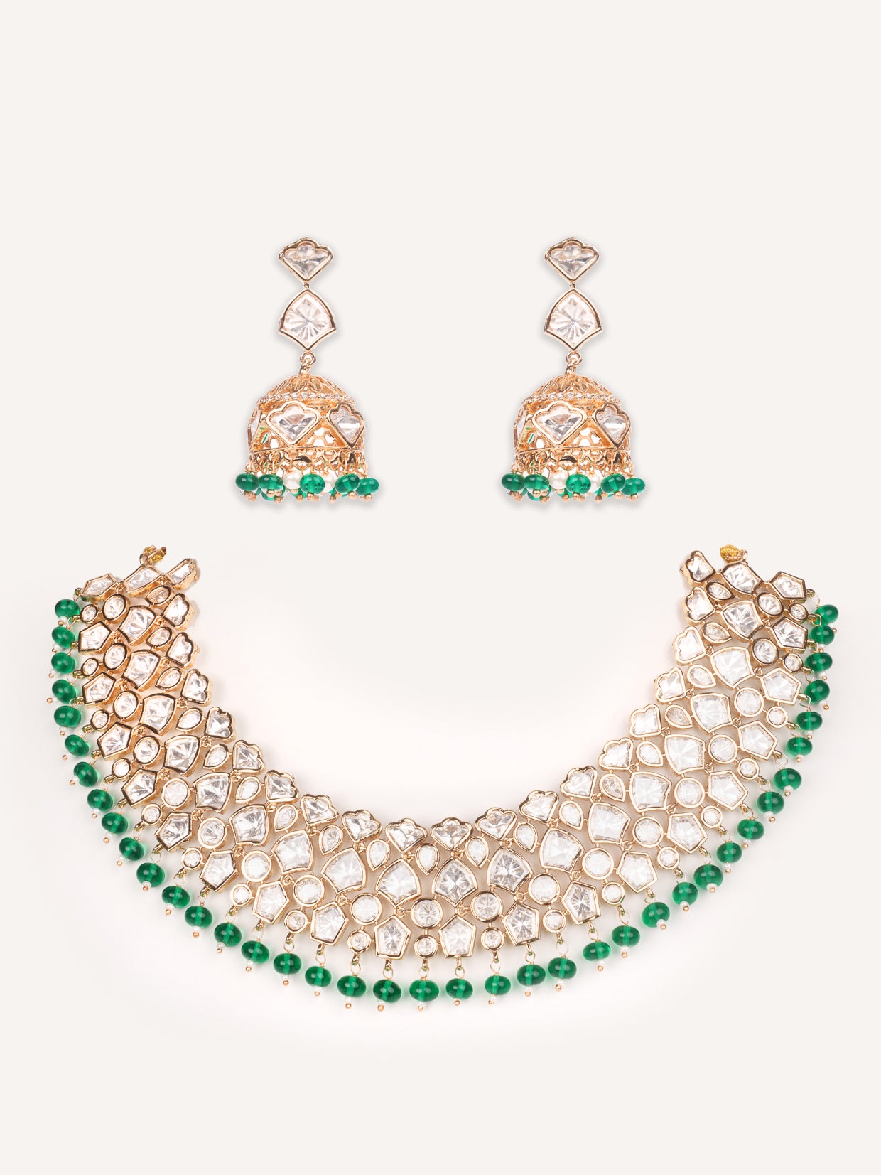 Stylish and classic kundan necklace set with matching earrings