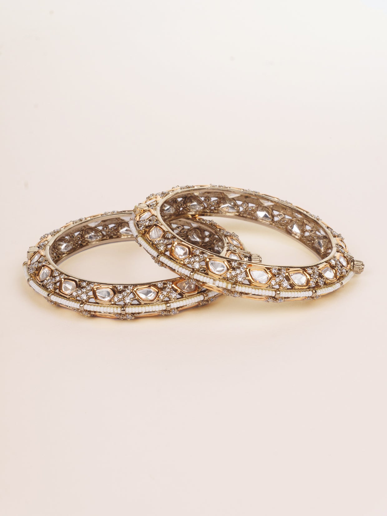 Pair of classic two tone kundan polki bangles