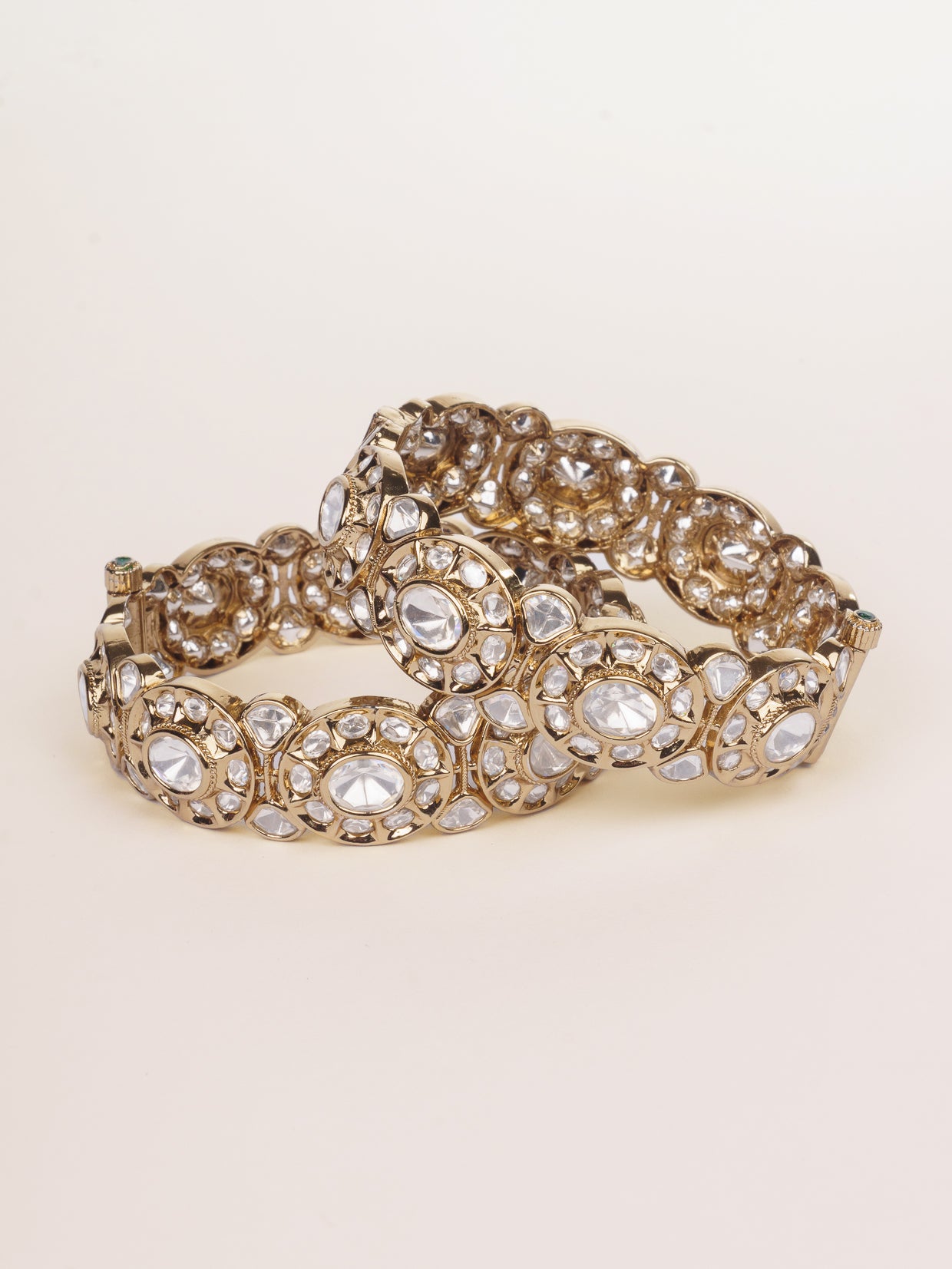 Pair of classic two tone kundan polki bangles