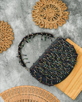 Semi circle tassle clutch