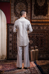 Ivory Regal Embroidered Linen Silk Kurta