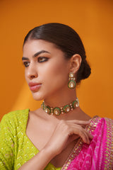 Dramatic and classy two tone moissanite choker with matching earrings