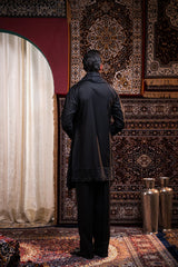 Midnight Noir Embroidered Linen Silk Kurta Set