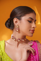 Dramatic and classy two tone moissanite choker with matching earrings