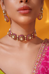 Dramatic and classy two tone moissanite choker with matching earrings