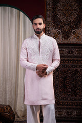 Blush Royale Embroidered Linen Silk Kurta