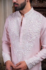 Blush Royale Embroidered Linen Silk Kurta