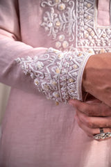 Blush Royale Embroidered Linen Silk Kurta