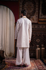Ivory Heritage Embroidered Linen Silk Kurta