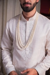 Ivory Heritage Embroidered Linen Silk Kurta
