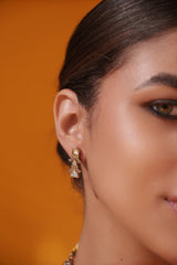Dramatic and classy two tone kundan polki stone necklace set with matching earrings