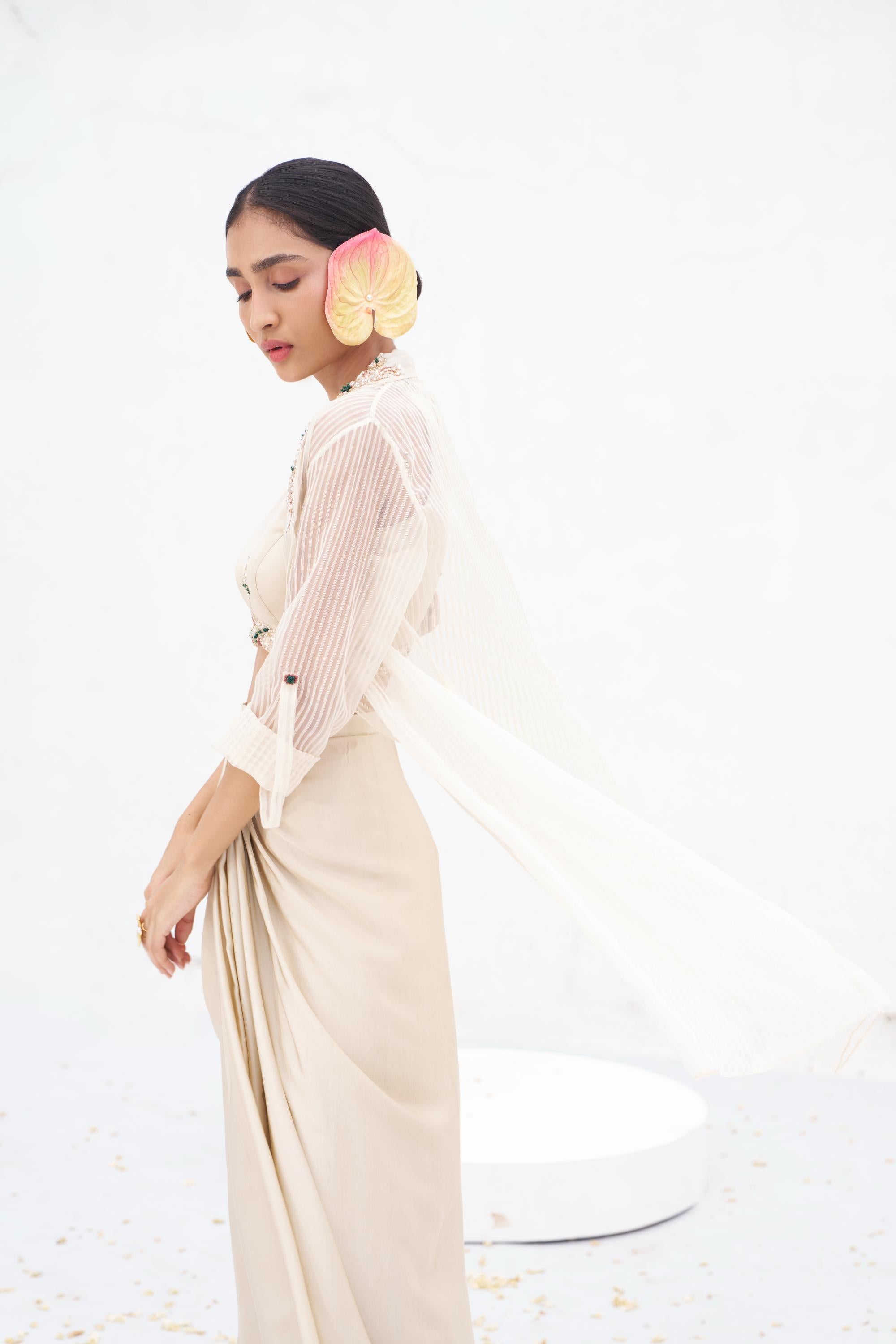 Haimavati- Draped skirt and cape set