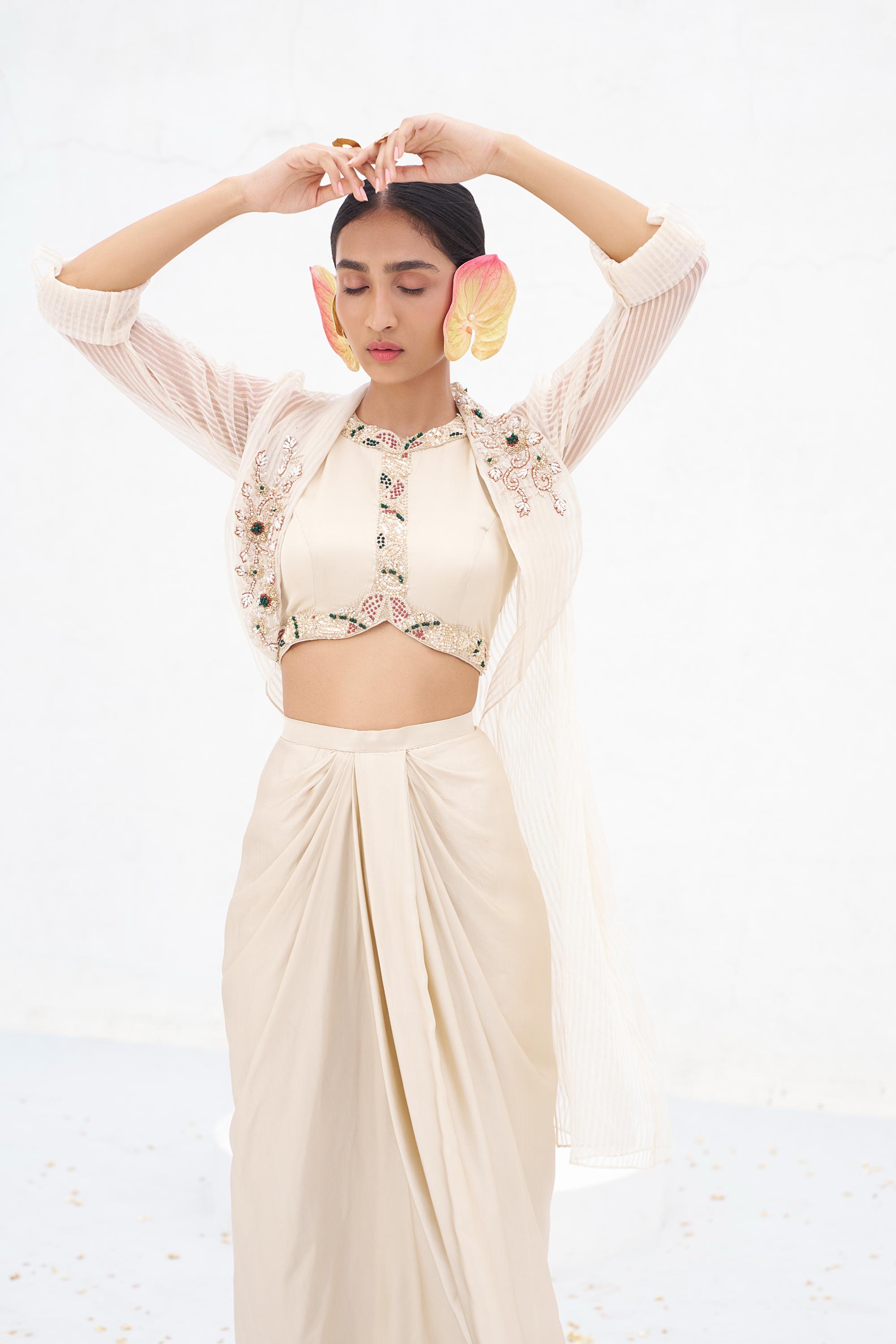 Haimavati- Draped skirt and cape set