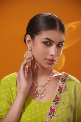 Stylish and classic kundan necklace set with matching earrings