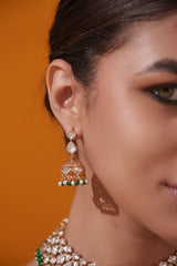 Stylish and classic kundan necklace set with matching earrings