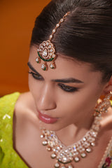 Dramatic and stylish kundan necklace set with matching earrings