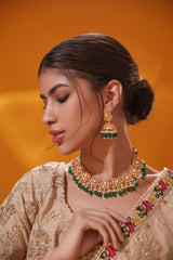 Dramatic and bold moissanite set with jhumkis