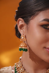 Dramatic and bold moissanite set with jhumkis