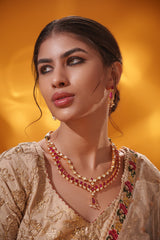Bold and dramatic moissanite long necklace set with matching earrings