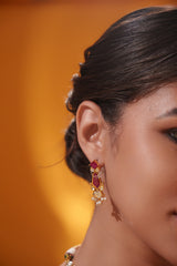 Bold and dramatic moissanite long necklace set with matching earrings