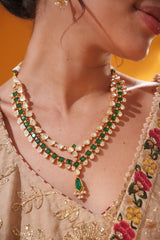 Bold and dramatic moissanite long necklace set with matching earrings
