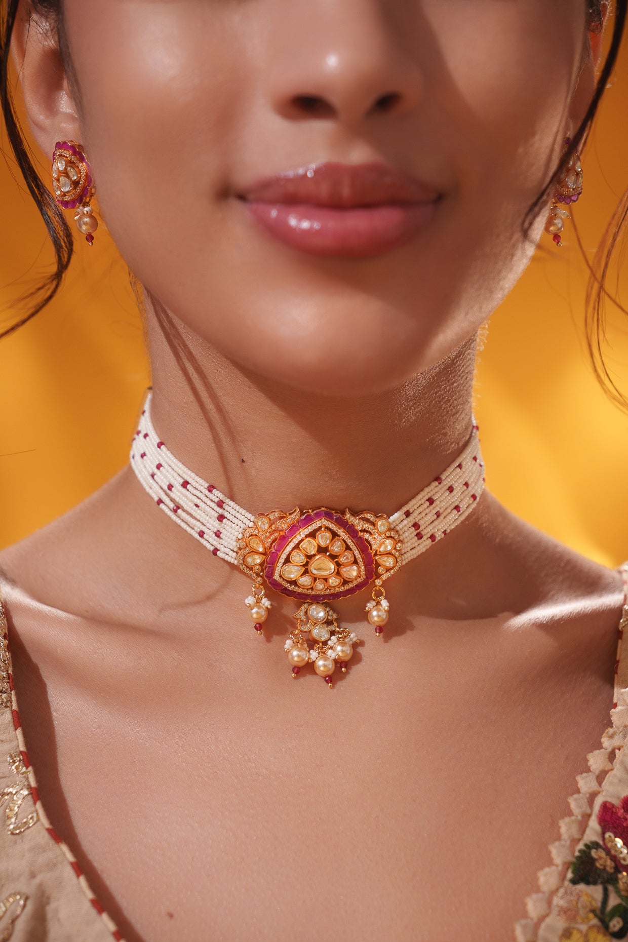 Elegant and stylish moissanite choker with matching earrings