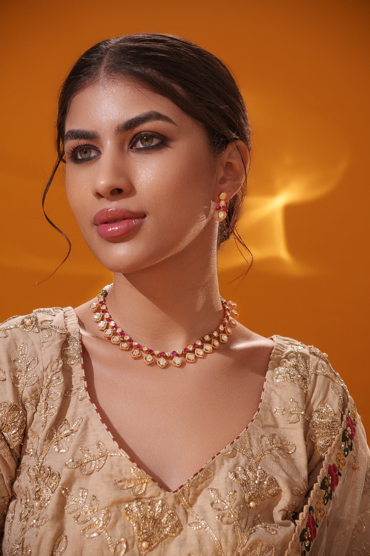 Elegant and classy moissanite necklace set with matching earrings