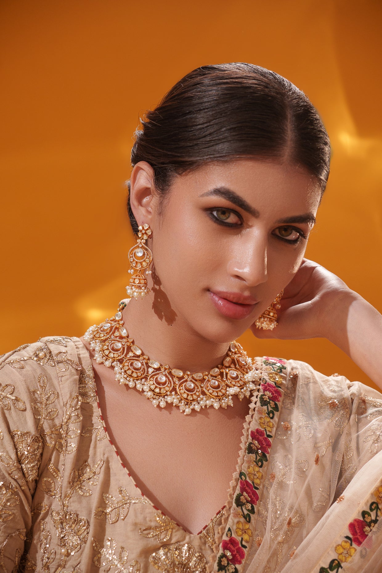 Elegant and classy moissanite necklace set with matching earrings