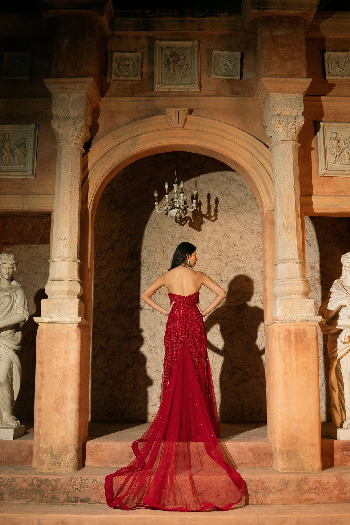 SYRENA GOWN-Embroidered corset gown with trail