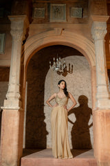 THIANA GOWN- Embroidered draped gown