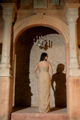 THIANA GOWN- Embroidered draped gown