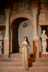 THIANA GOWN- Embroidered draped gown